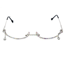 Load image into Gallery viewer, Diamond Eyeglasses Frame For Women  Crystal Half Frame Glasses Colorful Chain Red Green Pink Rhinestone Glasses