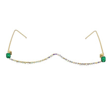 Load image into Gallery viewer, Diamond Eyeglasses Frame For Women  Crystal Half Frame Glasses Colorful Chain Red Green Pink Rhinestone Glasses