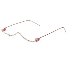 Load image into Gallery viewer, Diamond Eyeglasses Frame For Women  Crystal Half Frame Glasses Colorful Chain Red Green Pink Rhinestone Glasses