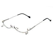 Load image into Gallery viewer, Diamond Eyeglasses Frame for Women Water Drop lens less Chain Pendant Half Frame  Rhinestone glasses shades