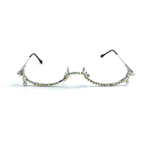 Carica l&#39;immagine nel visualizzatore di Gallery, Diamond Eyeglasses Frame for Women Water Drop lens less Chain Pendant Half Frame  Rhinestone glasses shades