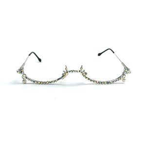 Diamond Eyeglasses Frame for Women Water Drop lens less Chain Pendant Half Frame  Rhinestone glasses shades