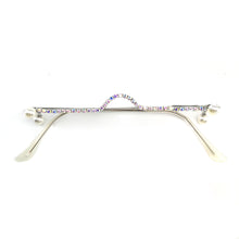 Carica l&#39;immagine nel visualizzatore di Gallery, Diamond Eyeglasses Frame for Women Water Drop lens less Chain Pendant Half Frame  Rhinestone glasses shades