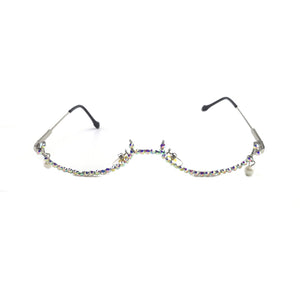 Diamond Eyeglasses Frame for Women Water Drop lens less Chain Pendant Half Frame  Rhinestone glasses shades