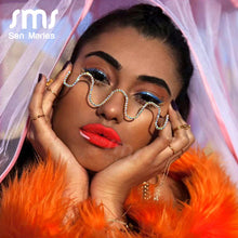 Load image into Gallery viewer, Diamond Glasses Frames For Women  Half Frame Sunglasses Women Rhinestone Eyeglasses Wave Frames Eyewear Decoration