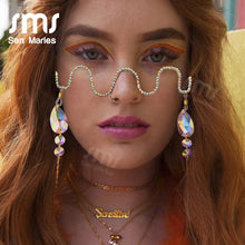 Load image into Gallery viewer, Diamond Glasses Frames For Women  Half Frame Sunglasses Women Rhinestone Eyeglasses Wave Frames Eyewear Decoration