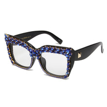 Carica l&#39;immagine nel visualizzatore di Gallery, Occhiali con diamanti Donna Strass Cat Eye Occhiali da trapano oversize Montatura Donna Uomo Rosso Blu Occhiali da vista oculos