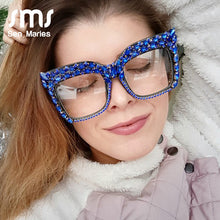 Load image into Gallery viewer, Diamond Glasses Women  Rhinestone Cat Eye Oversized Drill Glasses Frame Female Men Red Blue Eyeglasses oculos