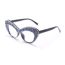 Load image into Gallery viewer, Diamond Optical Glasses Frames Women  Rhinestone Cat Eye Drill Glasses Frame Female Men Blue Eyeglasses Oculos