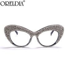 Load image into Gallery viewer, Diamond Optical Glasses Frames Women  Rhinestone Cat Eye Drill Glasses Frame Female Men Blue Eyeglasses Oculos