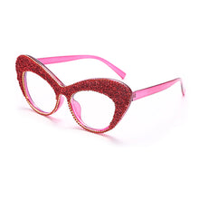 Load image into Gallery viewer, Diamond Optical Glasses Frames Women  Rhinestone Cat Eye Drill Glasses Frame Female Men Blue Eyeglasses Oculos