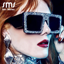 Load image into Gallery viewer, Diamond Square Sunglasses Women  Oversized Frame Rhinestone Men Sun Glasses Female 2023 Vintage Shades UV400
