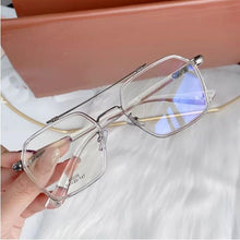 Load image into Gallery viewer, Double Bridge Square Anti-blue Light Glasses Women Men Vintage Black Clear Computer Glasses Oversize Frame Eyeglasses