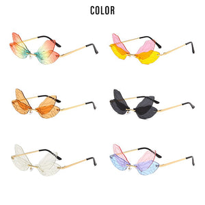 Dragonfly Wings Sunglasses Women Double Lens Spectacles Party Prom Styling Glasses Gafas De Sol