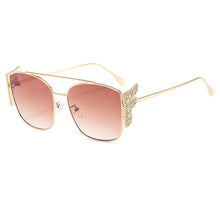 Load image into Gallery viewer, Elegant  Shiny Diamond Letter F Wing Sunglasses For Women Classic Retro Ladies Summer Metal Sun Glasses Shades New