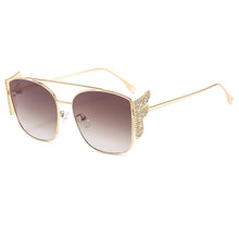 Load image into Gallery viewer, Elegant  Shiny Diamond Letter F Wing Sunglasses For Women Classic Retro Ladies Summer Metal Sun Glasses Shades New