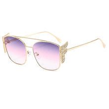 Load image into Gallery viewer, Elegant  Shiny Diamond Letter F Wing Sunglasses For Women Classic Retro Ladies Summer Metal Sun Glasses Shades New