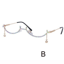 Load image into Gallery viewer, Eyeglasses Sunglasses Frame Women Water Drop Lensless Chain Pendant Half Frame  Rhinestone Bling Alloy JDA3271