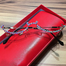 Load image into Gallery viewer, Eyeglasses Sunglasses Frame Women Water Drop Lensless Chain Pendant Half Frame  Rhinestone Bling Alloy JDA3271