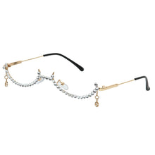 Load image into Gallery viewer, Eyeglasses Sunglasses Frame Women Water Drop Lensless Chain Pendant Half Frame  Rhinestone Bling Alloy JDA3271