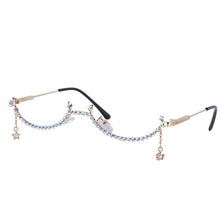 Load image into Gallery viewer, Eyeglasses Sunglasses Frame Women Water Drop Lensless Chain Pendant Half Frame  Rhinestone Bling Alloy JDA3271