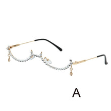 Load image into Gallery viewer, Eyeglasses Sunglasses Frame Women Water Drop Lensless Chain Pendant Half Frame  Rhinestone Bling Alloy JDA3271