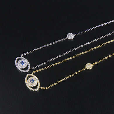 Fashion Eyes Necklace Silver Gold Color Crystal Jewelry Christmas Gifts SJ111114 ZK30