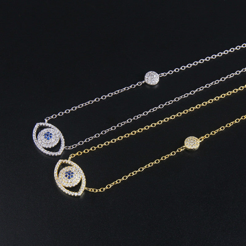 Fashion Eyes Necklace Silver Gold Color Crystal Jewelry Christmas Gifts SJ111114 ZK30