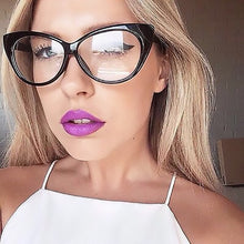 Load image into Gallery viewer, Eyewear Frames Women Shiny Black Cat Eye Glasses Frame Brand Designer Vintage Spectacles Optical Glasses Without Diopter