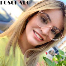 Load image into Gallery viewer, Flat Optical Glasses Female Metal  Brand Designer Spectacles Transparent Cat Eye Glasses Frame Male Myopia