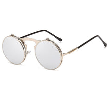 Carica l&#39;immagine nel visualizzatore di Gallery, Flip Up Steampunk Sunglasses Men Retro Metal Frame Round Sun Glasses Women Men Punk Style Sunglass UV400 O7