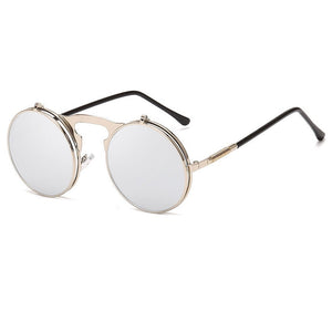 Flip Up Steampunk Sunglasses Men Retro Metal Frame Round Sun Glasses Women Men Punk Style Sunglass UV400 O7