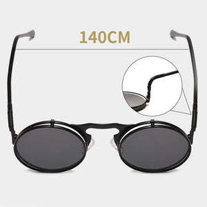 Flip Up Steampunk Sunglasses Men Retro Metal Frame Round Sun Glasses Women Men Punk Style Sunglass UV400 O7