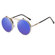 Carica l&#39;immagine nel visualizzatore di Gallery, Flip Up Steampunk Sunglasses Men Retro Metal Frame Round Sun Glasses Women Men Punk Style Sunglass UV400 O7