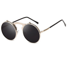 Carica l&#39;immagine nel visualizzatore di Gallery, Flip Up Steampunk Sunglasses Men Retro Metal Frame Round Sun Glasses Women Men Punk Style Sunglass UV400 O7
