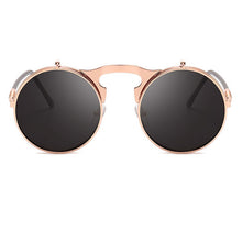 Carica l&#39;immagine nel visualizzatore di Gallery, Flip Up Steampunk Sunglasses Men Retro Metal Frame Round Sun Glasses Women Men Punk Style Sunglass UV400 O7