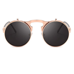 Flip Up Steampunk Sunglasses Men Retro Metal Frame Round Sun Glasses Women Men Punk Style Sunglass UV400 O7
