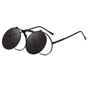 Flip Up Steampunk Sunglasses Men Retro Metal Frame Round Sun Glasses Women Men Punk Style Sunglass UV400 O7