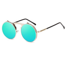 Carica l&#39;immagine nel visualizzatore di Gallery, Flip Up Steampunk Sunglasses Men Retro Metal Frame Round Sun Glasses Women Men Punk Style Sunglass UV400 O7