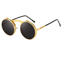 Carica l&#39;immagine nel visualizzatore di Gallery, Flip Up Steampunk Sunglasses Men Retro Metal Frame Round Sun Glasses Women Men Punk Style Sunglass UV400 O7