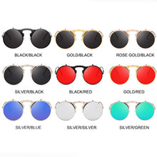 Carica l&#39;immagine nel visualizzatore di Gallery, Flip Up Steampunk Sunglasses Men Retro Metal Frame Round Sun Glasses Women Men Punk Style Sunglass UV400 O7