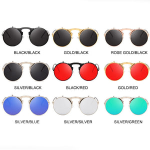 Flip Up Steampunk Sunglasses Men Retro Metal Frame Round Sun Glasses Women Men Punk Style Sunglass UV400 O7