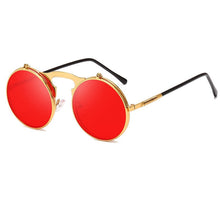Carica l&#39;immagine nel visualizzatore di Gallery, Flip Up Steampunk Sunglasses Men Retro Metal Frame Round Sun Glasses Women Men Punk Style Sunglass UV400 O7