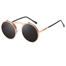 Carica l&#39;immagine nel visualizzatore di Gallery, Flip Up Steampunk Sunglasses Men Retro Metal Frame Round Sun Glasses Women Men Punk Style Sunglass UV400 O7