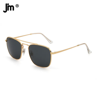 Glass Lenses Men Women Square Sunglasses Brand Designer Metal Frame UV400