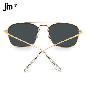 Glass Lenses Men Women Square Sunglasses Brand Designer Metal Frame UV400