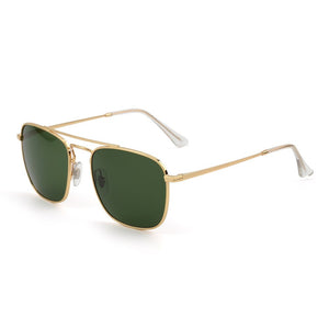 Glass Lenses Men Women Square Sunglasses Brand Designer Metal Frame UV400