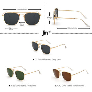 Glass Lenses Men Women Square Sunglasses Brand Designer Metal Frame UV400