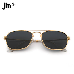 Glass Lenses Men Women Square Sunglasses Brand Designer Metal Frame UV400