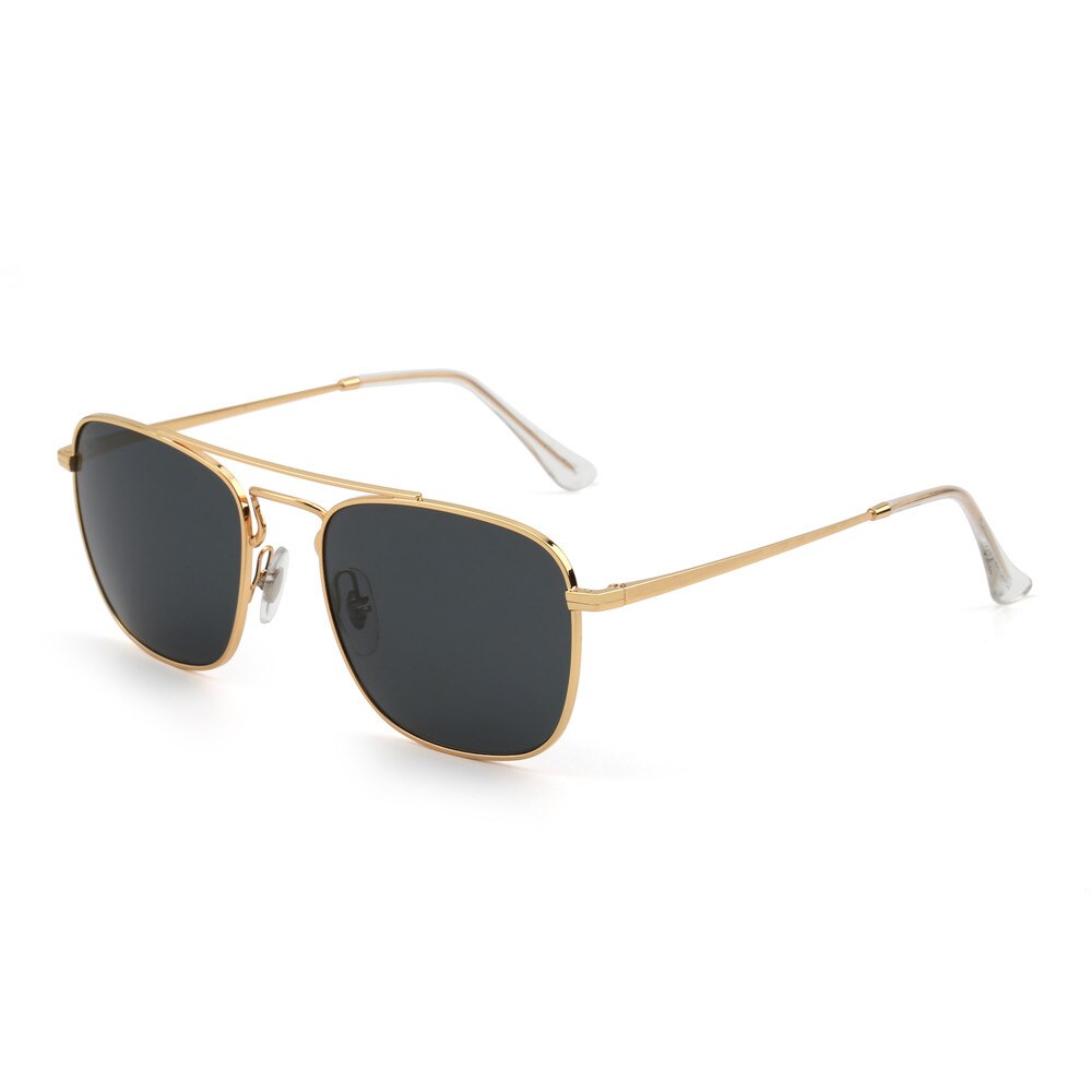 Glass Lenses Men Women Square Sunglasses Brand Designer Metal Frame UV400